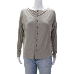 Transit Par Such Womens Knit Drop Shoulder Buttoned Back Sweater Brown Size 2